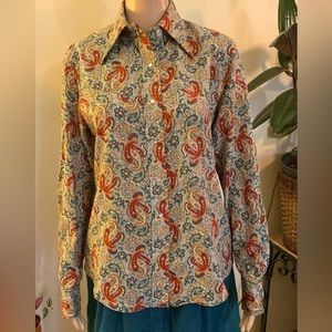 Lady Lee vintage 70’s 80’s paisley pearl snap blouse size 15/16